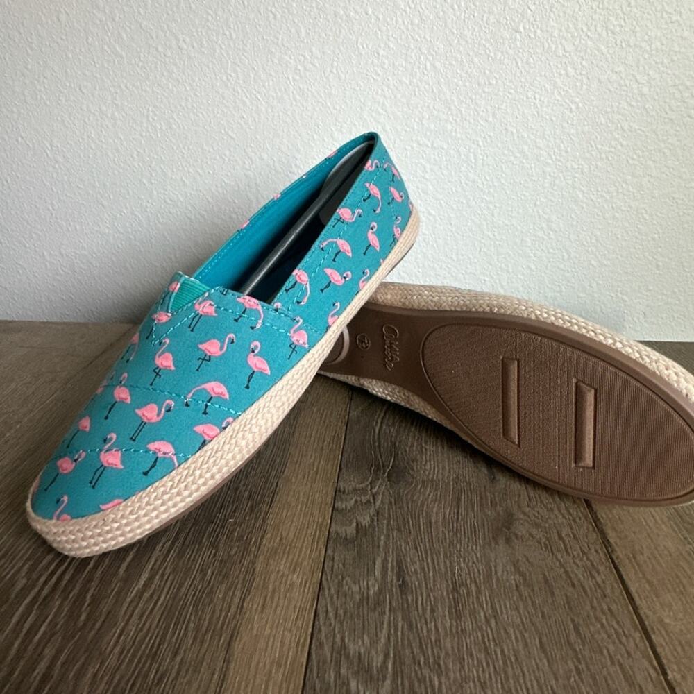MIA Amore Freedom Flamingo Slip On Espadrille Sneaker Women Teal Pink Size 7.5